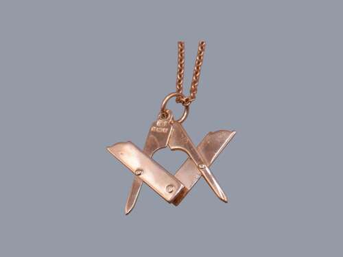 Sterling Silver Articulated Masonic Working Tools Pendant & Chain, Birmingham 1997