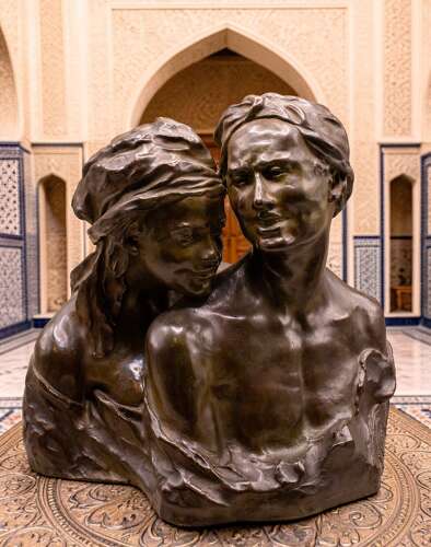 After Alfredo Pina Bronze Bust of Embracing Lovers, Early 20th Century
