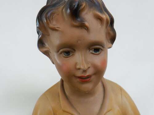 Early 20th Century Chalkware Figure of a Kneeling Boy with Tray, c.1930s