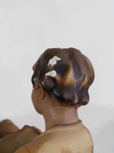Early 20th Century Chalkware Figure of a Kneeling Boy with Tray, c.1930s