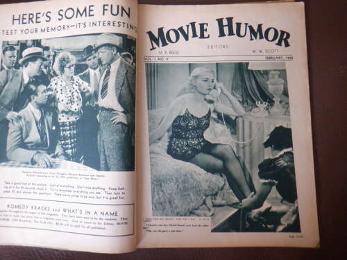 Movie Humor Vol 1 No 9 Feb 1935 Ginger Rogers Carole Lombard George Raft