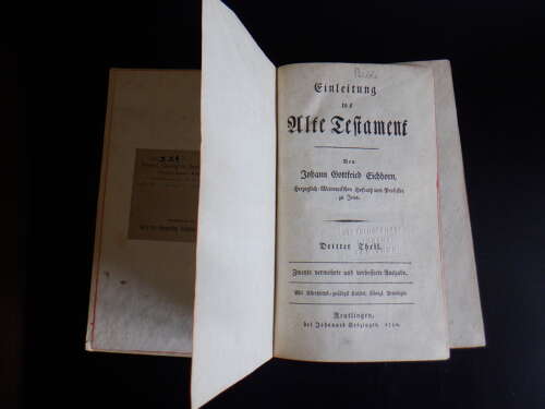1790 Johann Gottfried Eichhorn Einleitung Alte Testament Vol III Hebrew Bible