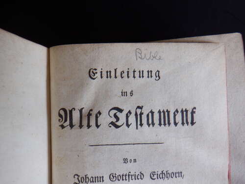 1790 Johann Gottfried Eichhorn Einleitung Alte Testament Vol III Hebrew Bible