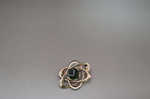 Ariki New Zealand Nephrite Jade Orbital Brooch 22ct Gold Plated