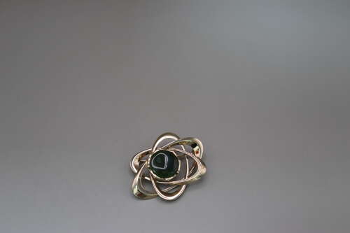 Ariki New Zealand Nephrite Jade Orbital Brooch 22ct Gold Plated