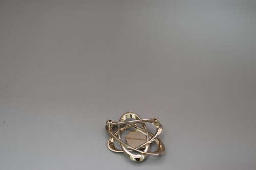 Ariki New Zealand Nephrite Jade Orbital Brooch 22ct Gold Plated