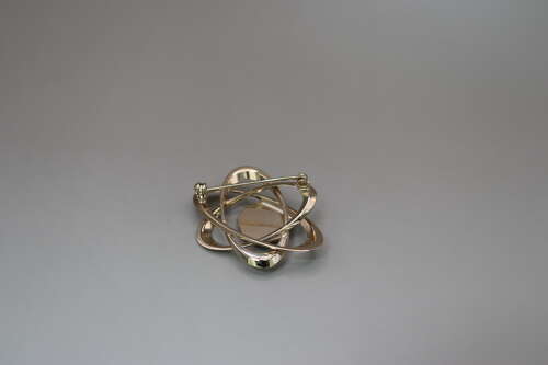 Ariki New Zealand Nephrite Jade Orbital Brooch 22ct Gold Plated